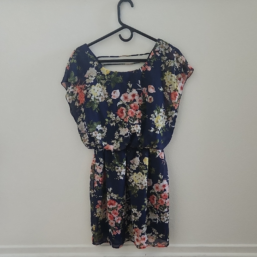City Triangles Blue Dark Floral Dress